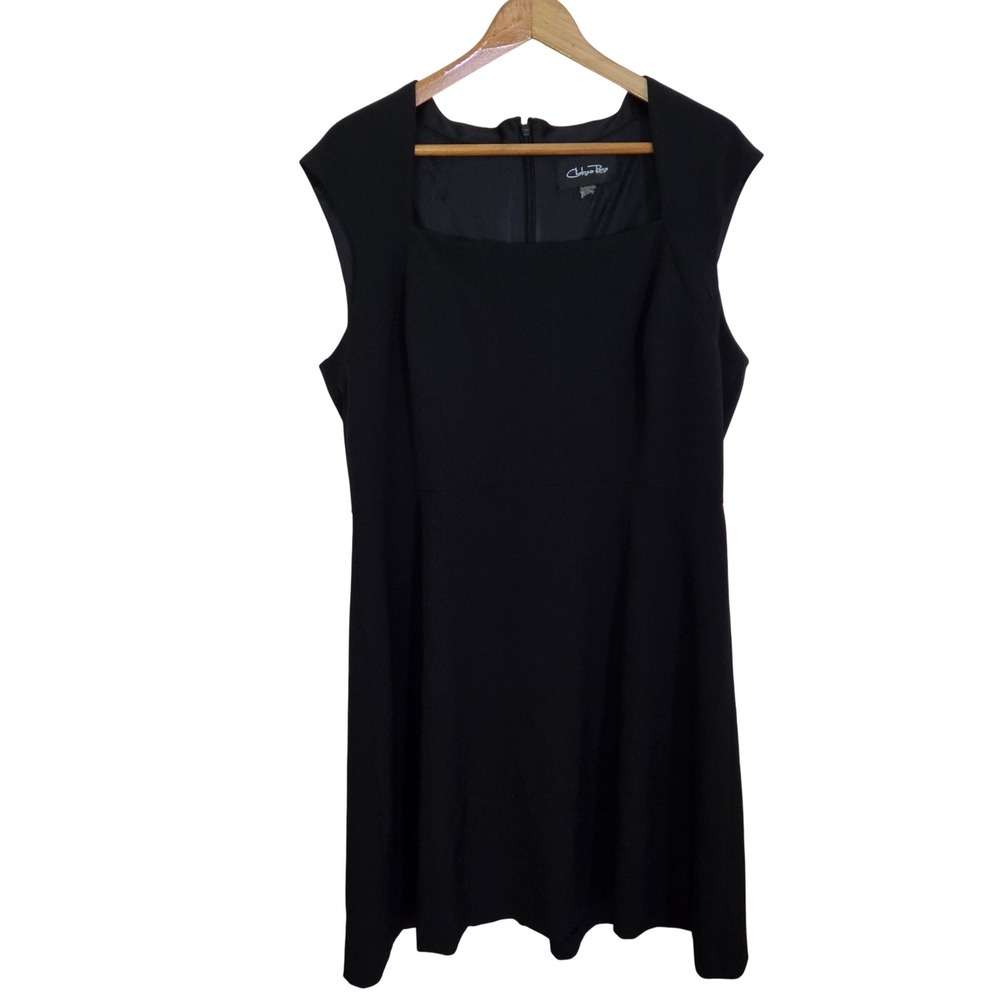 Chelsea Rose Black Square Neck Sheath Dress Size 16 Sleeveless Minimalist